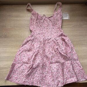 NWT Reformation Daria Mini Linen Dress Pink Floral Rosin 4